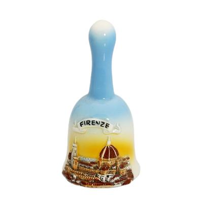 China Hot Selling Traditional Embossed Bell Hand Painted Ceramic Restaurant Dinner Souvenir Calling Bell for sale