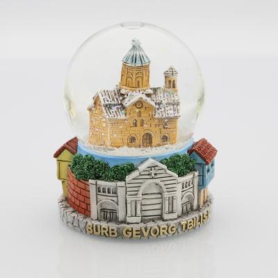 China Hand Made Tbilisi City Water Ball Diameter 65mm Souvenir Snow Globe for sale