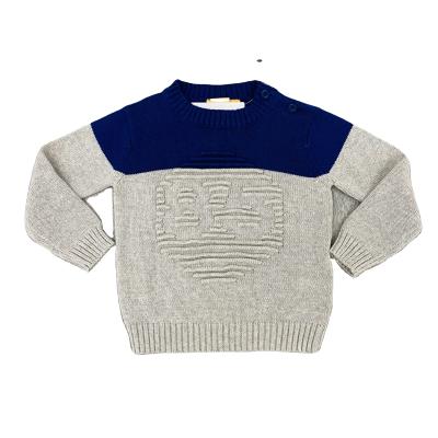 China Sweater Round Knitted Children's Sweater Kids Boy Neck Number Pattern Pullover Striped Sweater for sale