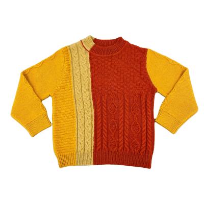 China Custom Anti-Wrinkle Anti-Wrinkle OEM Boy Cable Sweater Cotton Apparel Contrast Color Sweater Boy Knitted Sweater for sale