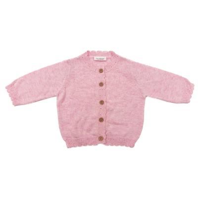 China Pink Casual Toddler Babies Long Cardigan Ruffled Cuff Sleeve Kids Cardigan Sweater for sale