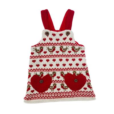 China 100% Cotton Winter Baby Kids Knitted Jumper Skirt Christmas Girl Dresses for sale