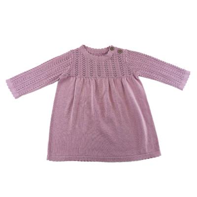 China 100% Cotton 100% Cotton ODM Ruffle Sleeve Pink Long Kids Sweater Dress Girls for sale