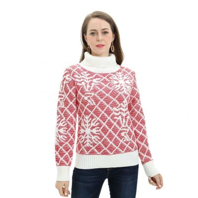 China 2021 New Anti-wrinkle Anti-wrinkle design turtle neck knit sweaters longsleeve woman ugly christmas sweater for sale