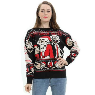 China 2021 Christmas Winter Anti-Wrinkle Knitwear Knitwear OEM & ODM Custom Long Sleeve Crewneck Jacquard Knitted Ugly Christmas Sweater Unisex for sale