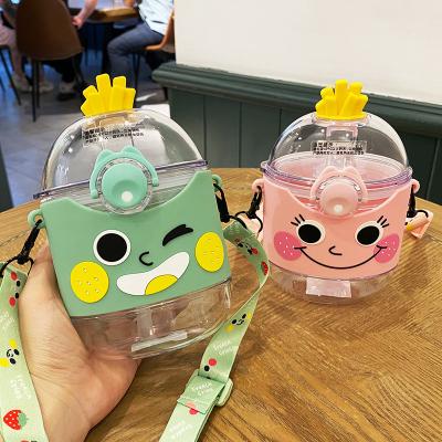 China 2022 Sustainable Cute Ins Girl Straw Water Cup Kids Designer Inspired Drink Purses Lanyard Kids Cold Water Bottle With Lids And Straw for sale