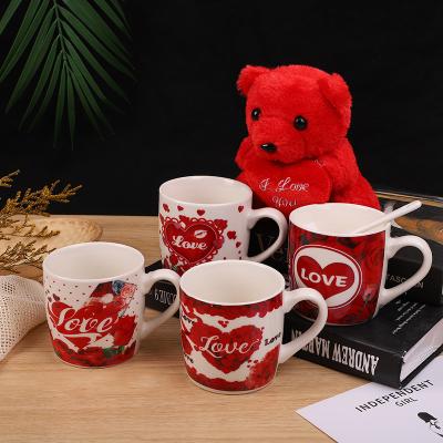 China Wholesale Valentines Day 2022 Valentines Day Gift New Arrival Viable Luxury Ceramic Cups Mug Sublimation Mug Set for sale