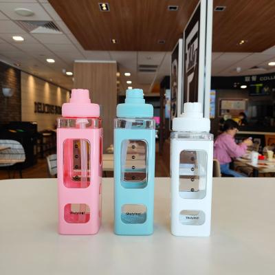 China 2022 Sustainable Cute Plastic Portable Square Water Bottle Summer Sports Drinking Bottle for sale