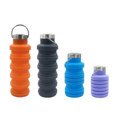 China 2022 Outdoor Custom Logo Travel Viable Hot Selling Viable Silicone Collapsible Camping Drinking Collapsible Water Bottle for sale