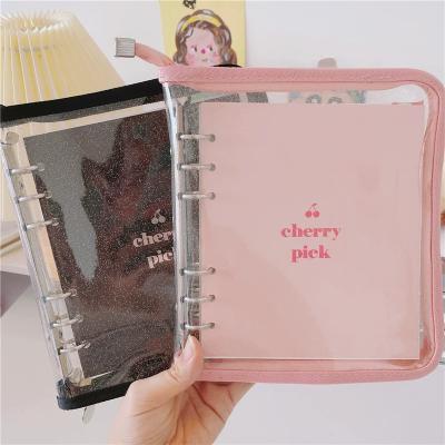 China 6 Ring Spiral Binder Loose Leaf PVC Binder 6 Ring Spiral Binder Wholesale Soft Plastic Waterproof Zipper A5 A6 Transparent Lined Blank Notebook for sale