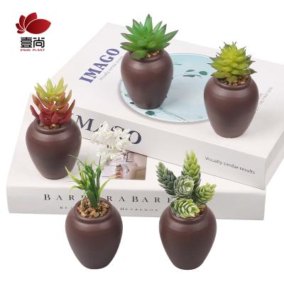 China ES1328 Minimalist Artificial Plants Bonsai With Potted Flower Arrangement Artificial Mini Hotel Home Decoration for sale