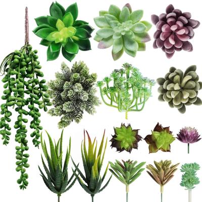 China Mini Green Artificial Succulent Decorated Flower Arrangement Plastic Flower Arrangement Accessories Waterproof DIY for sale