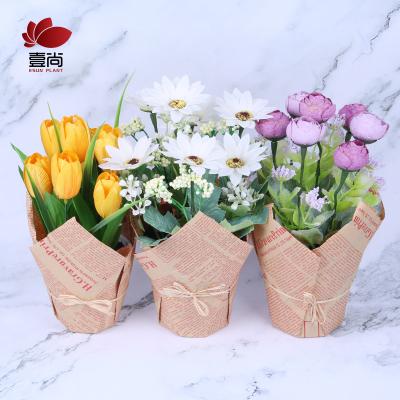 China Minimalist artificial flower with paper pot for decoration ES1097 for sale