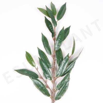 China Factory Price Minimalist Artificial Plants Leaves Green Branch Plastic Leaves For Indoor Outdoor Decoration SY023 for sale