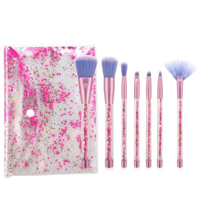 China FLD 7pcs Professional Colorful Sequins With Bag Makeup Brushes Set for sale