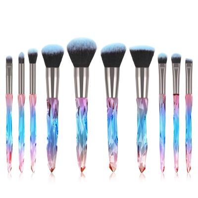 China 13 Colors 10 Pcs Crystal Handle Makeup Brush Set Cruelty Free Transparent Acrylic Diamond Makeup Brushes Private Label for sale