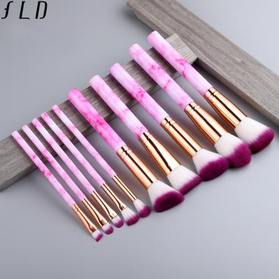 China FLD Private label 10 Pcs professional Marble Makeup Brushes Set for sale