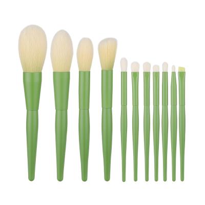 China FLD 11pcs professional wooden apple green makeup brushes set private label for sale