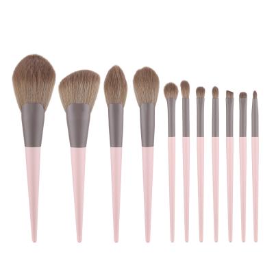 China FLD 11pcs private label wooden pink makeup brushes set professional for sale