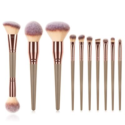 China FLD 10pcs Wholesale Double-ended Soft Hair Makeup Brushes Set Maquiagem for sale