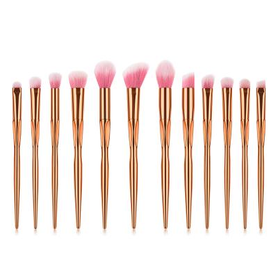 China FLD 12pcs Wholesale Custom Rose Golden Makeup Brushes Set for sale