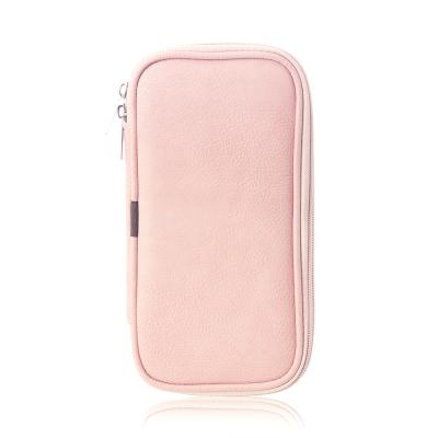 China FLD Wholesale Pink Silver PU Zipper Cosmetic Makeup Brush Bag for sale