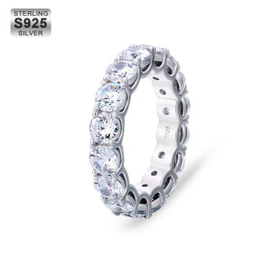 China classic tennis Non-fading rhodium plated 14k white gold plated 925 Sterling Silver Diamond Zirconia Eternity Ring for sale