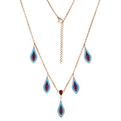 China Trendy Peacock Ladybug Women Designer KRKC Charm Pendant Necklace Luxury Stainless Steel Rose Gold Plated Gemstone Zircon for sale