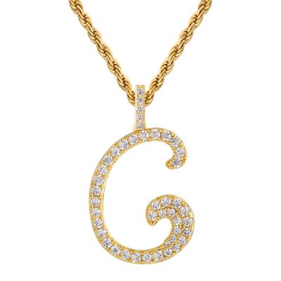 China FASHIONABLE KRKC Women's 14k Gold Plated Zircon 5A Jewelry A-Z Initial Letter Charm Pendant Necklace for sale