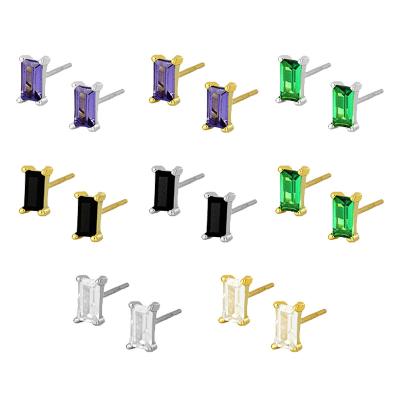 China KRKC Wholesale Fashion Style Women Small Simple Statement Zircon Stud Non-fading Customizable Multicolor Earrings for sale