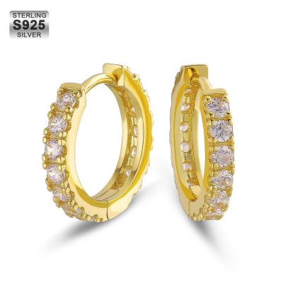 China KRKC Wholesale 2021 925 Sterling Silver Crystal CZ Jewelry Gold Non-fading Stone Diamond Zirconia Hoop Earrings Women Trendy Earring for sale