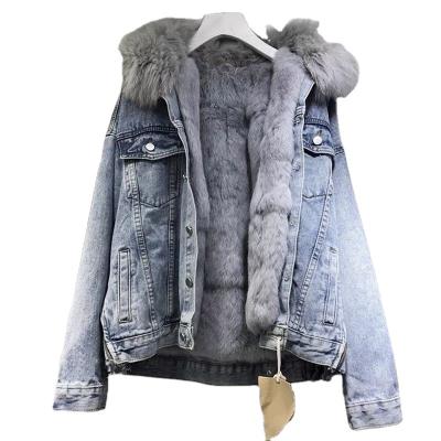 China 2022 Casual New Japan Korea Autumn Winter New Fashion Fur Jean Jacket For Women Denim Reversible Vintage Fur Lining Coat for sale