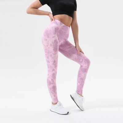 China New breathable tie dye leggings marble crack! crack! soft seamless butt leggings butt lifting tie dye soft workout tights butt crac! crack! yoga pants for sale