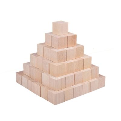 China Custom Color Box Mini Kids Cube Building Blocks Wooden Set Brick Block Toys for sale