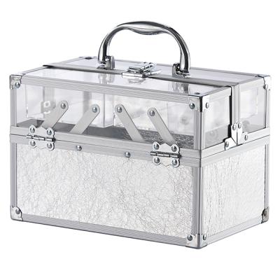 China Portable Makeup Train Aluminum Case Professional Makeup Case Travel Makeup Jewelry Storage Organizer Case for sale