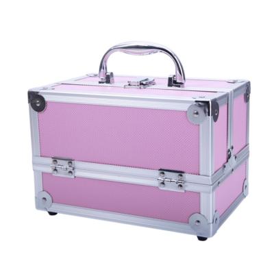 China Fashion Professional Aluminum Travel Organizer Makeup Artist Cosmetic Train Case for sale