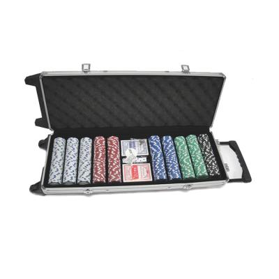 China Custom Portable 500 PS Chip Casino Poker Chips Set With Aluminum Cart Case for sale