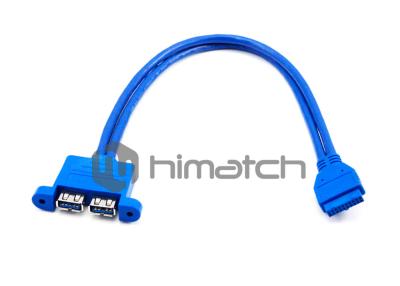 China High Flexible USB3 Vision Cable / USB 3.0 Twin Female Panel Mount To Wire Harness Cable for sale