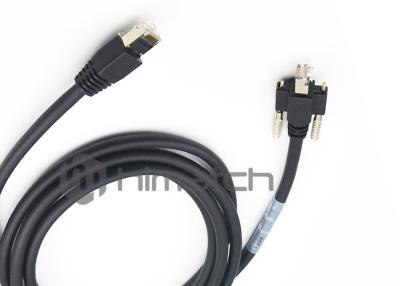 China Black Gigabit Ethernet Cable / Angled Rj45 Cable With Thumbscrew Locking for sale