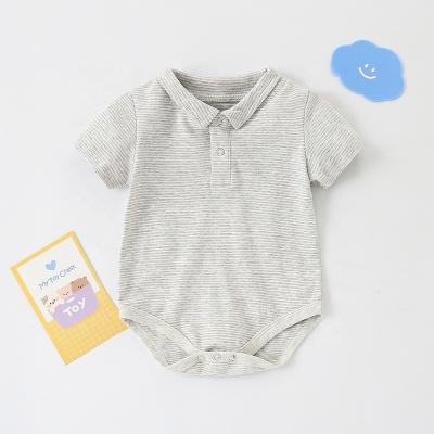 China Casual Baby Romper Summer Newborn Short Sleeve Cotton Clothes Bodysuits With Stand Collar for sale