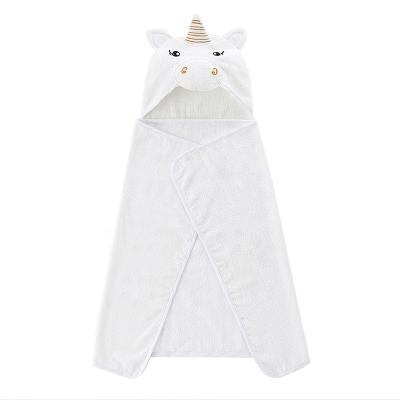 China Super Absorbent Hooded White Safe For Kids Towel Poncho Newborn Cute Cartoon Embroidered Towel Beach Spa Quick-Drying Bathrobe Towel Baby Bath Towel for sale