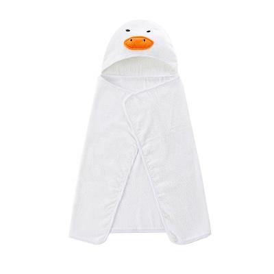 China New Arrival Poncho Towel Cotton Animal Print Baby Bath Towels White Hooded Towel Kid Safe Hooded Baby Unisex Child Embroidered for sale