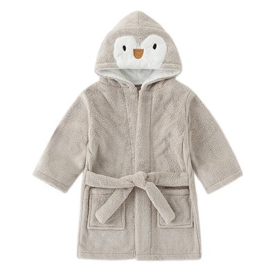 China Hood Towel Bathrobes For Children Animal Nightgown Kids Bathrobe Cartoon Baby Penguin Thermal Bathrobe for sale