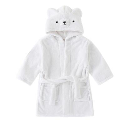 China New Baby Bathrobes Bath Towel Solid Color Baby Thermal Warm Fluffy Hooded Long Robe With Belt for sale