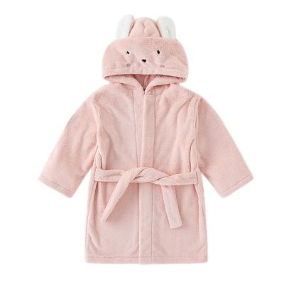 China Cartoon Bathrobe Thermal Pink Cloths Long Robe Autumn Baby Bathrobe Flannel for Kids Long Sleeve Hooded Children 1-12 Years 100% Polyester for sale