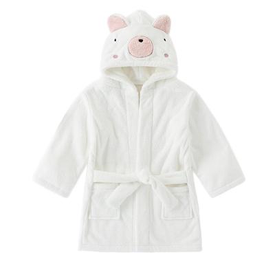 China Boys Girls Flannel Pajamas Thermal Long Robe Autumn Winter Children Bathrobe Homewear Clothes Soft Cozy Baby Cute White 100% Polyester for sale