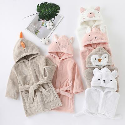 China Kids Thermal Robe Flannel Bathrobe After Bath Girls Pajamas Sleepwear Baby Bathrobes With Animal Hood for sale