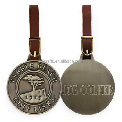 China Custom Golf Bag Tag Metal Golf Bag Tag Hot Selling Zinc Alloy Round Tag for sale