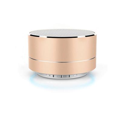 China Smooth high-end quality round mini BT speaker wireless led light metal rechargeable wireless portable bluetooth speaker A10# for sale