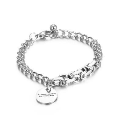 China Trendy Spliced ​​Titanium Steel Simple Round Chain Brand Personalized Custom Bracelet for sale